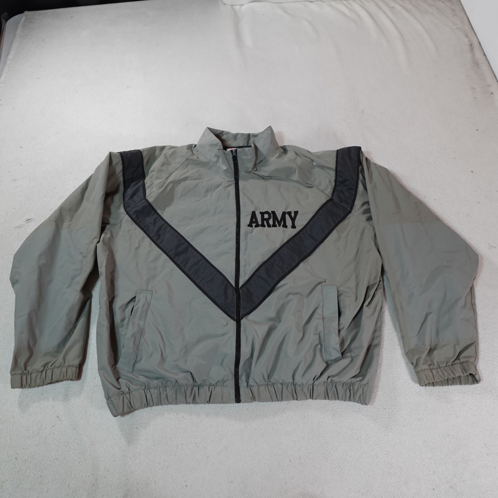 Army Jacket Mens Large Gray Chevron Physical Fitness Uniform APFU US Military