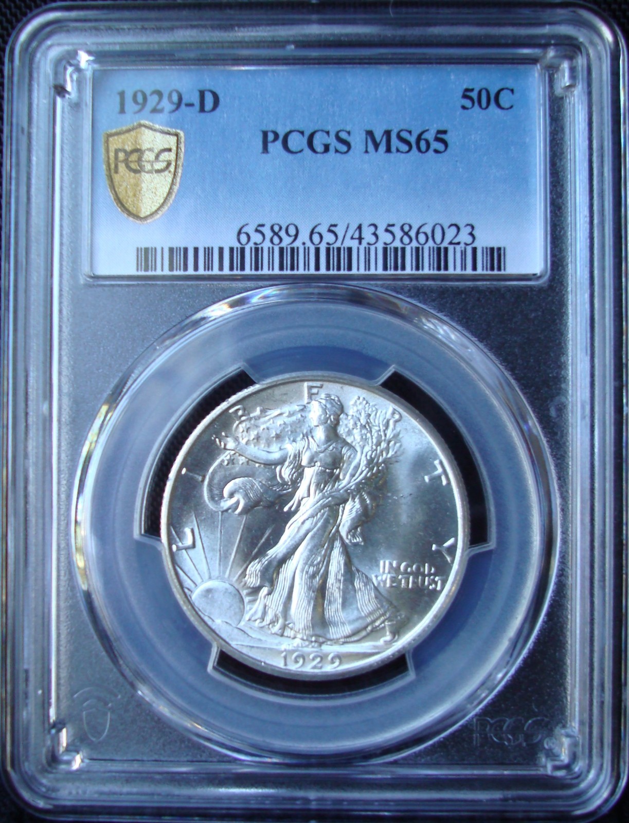 1929-D Walking Liberty Silver Half Dollar - PCGS MS 65 - Gold Shield