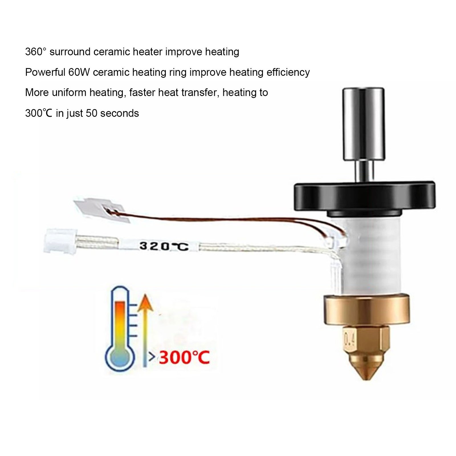 Ceramic Heater Thermistor Kit 60W For K1/K1 Maximum 3D Printer Hotend