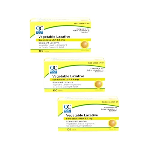 3 Pack Quality Choice Sennosides Natural Vegetable Laxative 100 Tablets Each