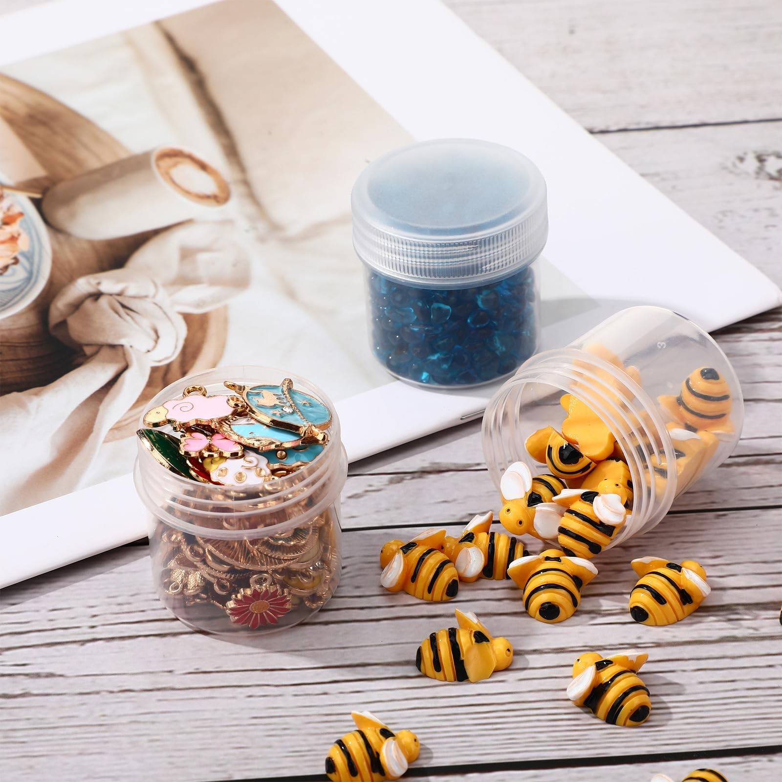 100 Pcs 1 oz Plastic Container Jars with Lids Round Leak Proof Refillable Sma...