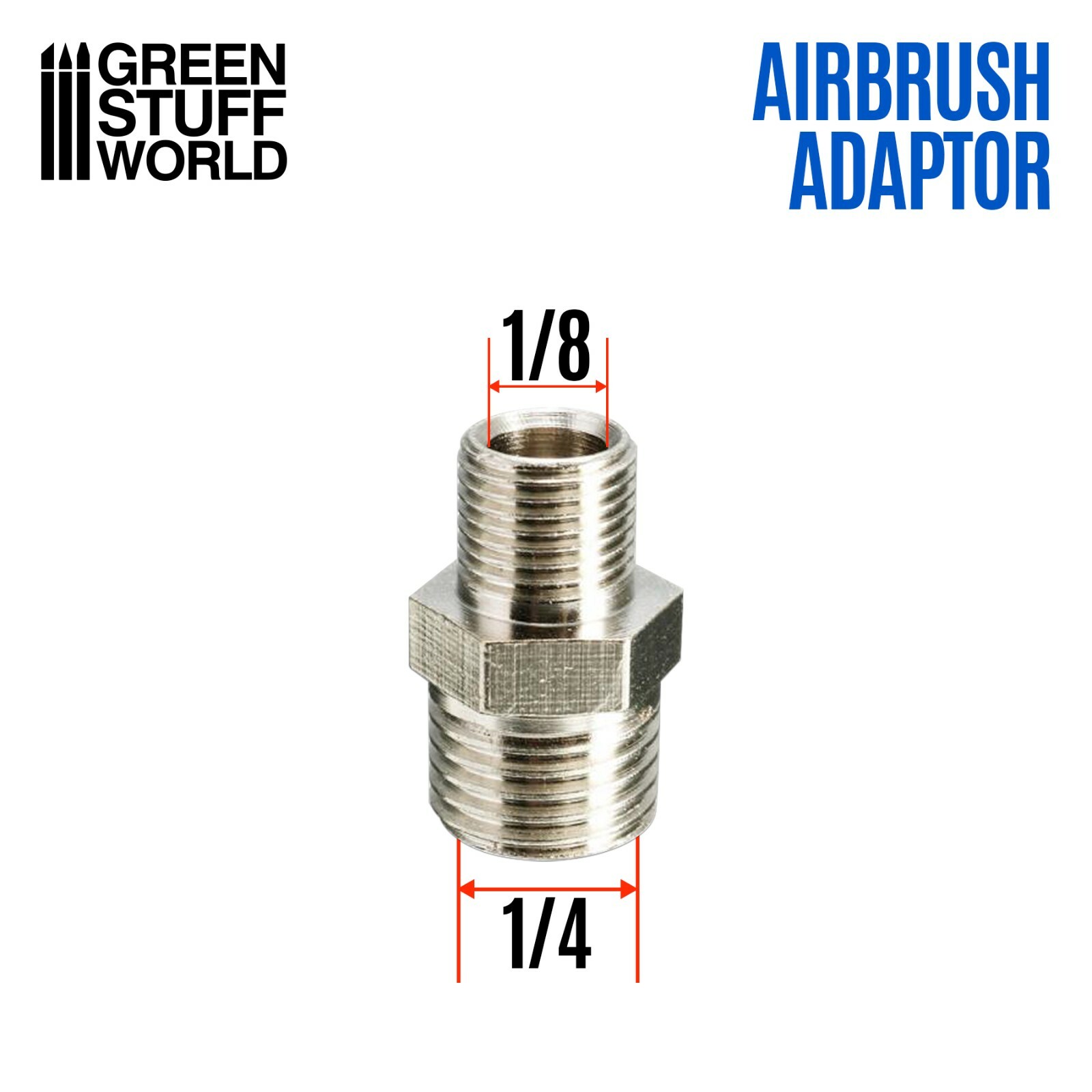Airbrush Thread Adapter 1/4" to 1/8" - Painting Tools, airbrush, Hobby, coupling