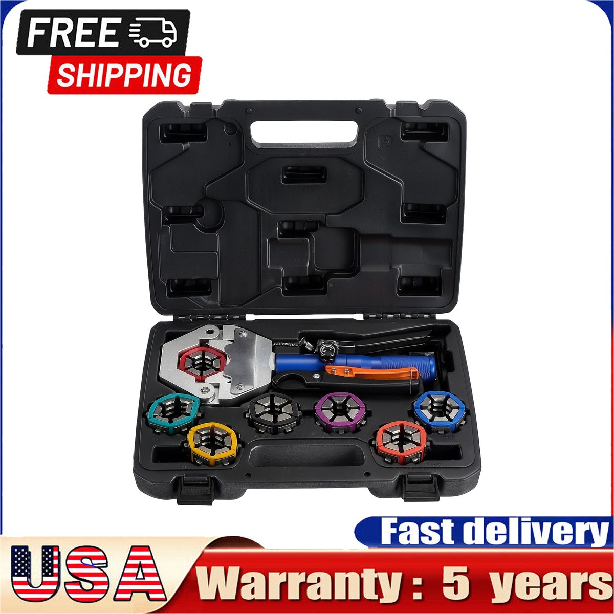 AC Line Crimping Tool With 7 Die US for AC Hose, Auto A/C Line NEW 71500