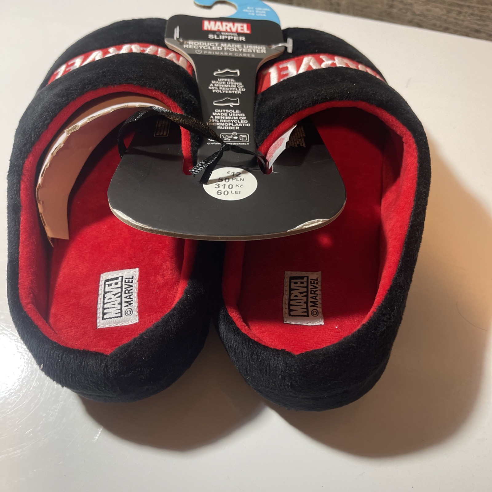 Marvel Mule Slippers Black Mens Emboreded Small