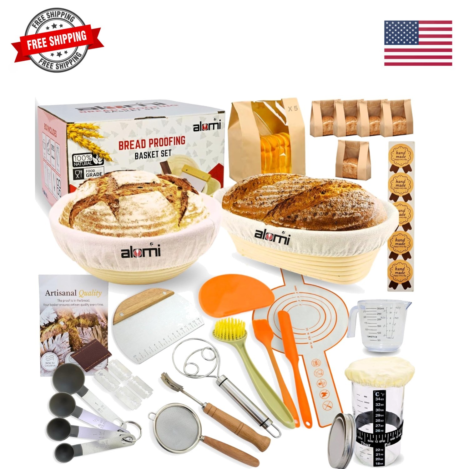 Sourdough Starter Kit, 36-Piece Sourdough Bread Baking Supplies with Banneton...