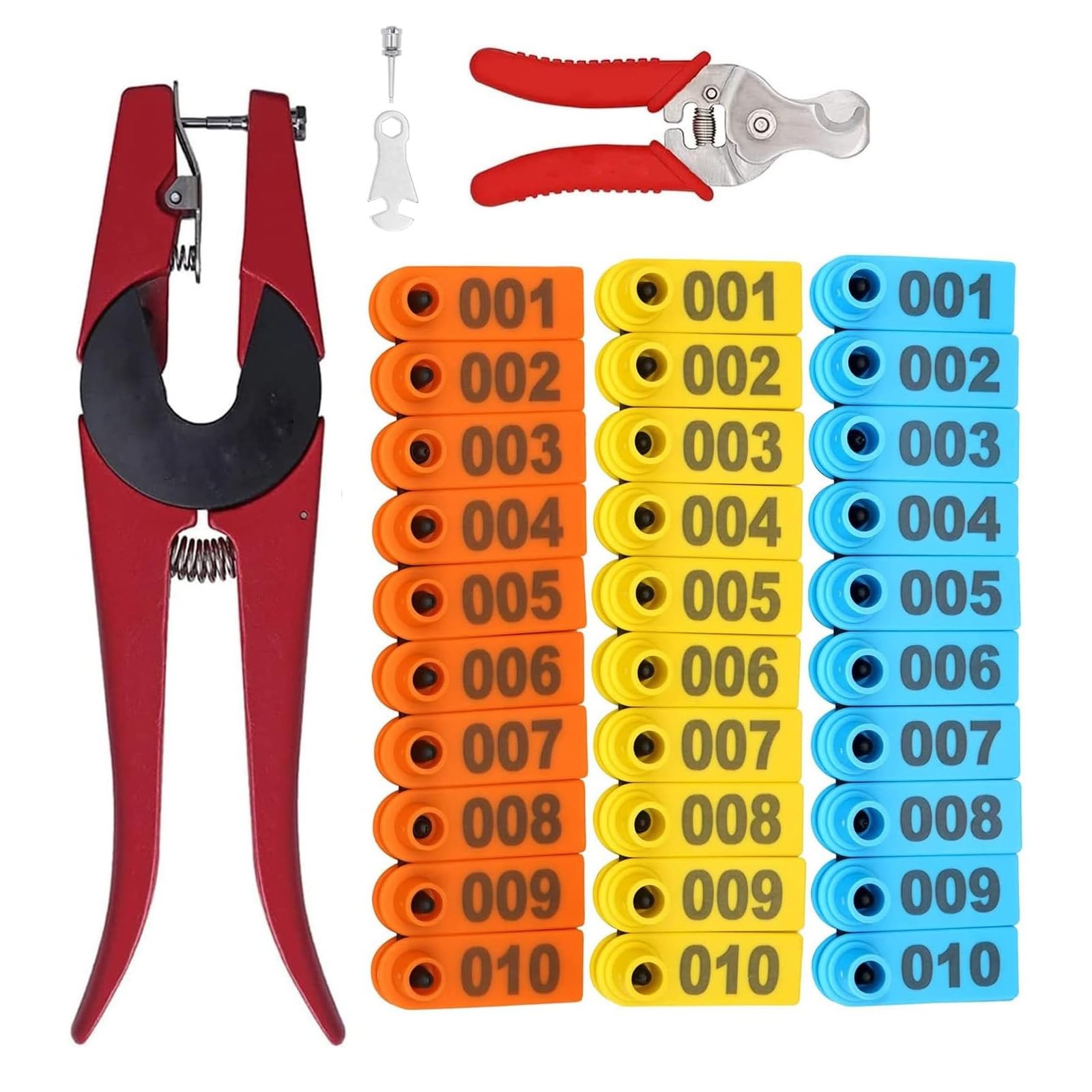 MINYULUA 300PCS 1-100 Number Plastic 001-100 Number, Yellow+blue+orange Set