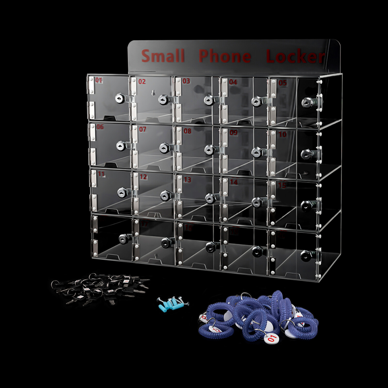 Rectangular Acrylic Cellphone Locker Clear Cell Phone Storage Box with Keys US