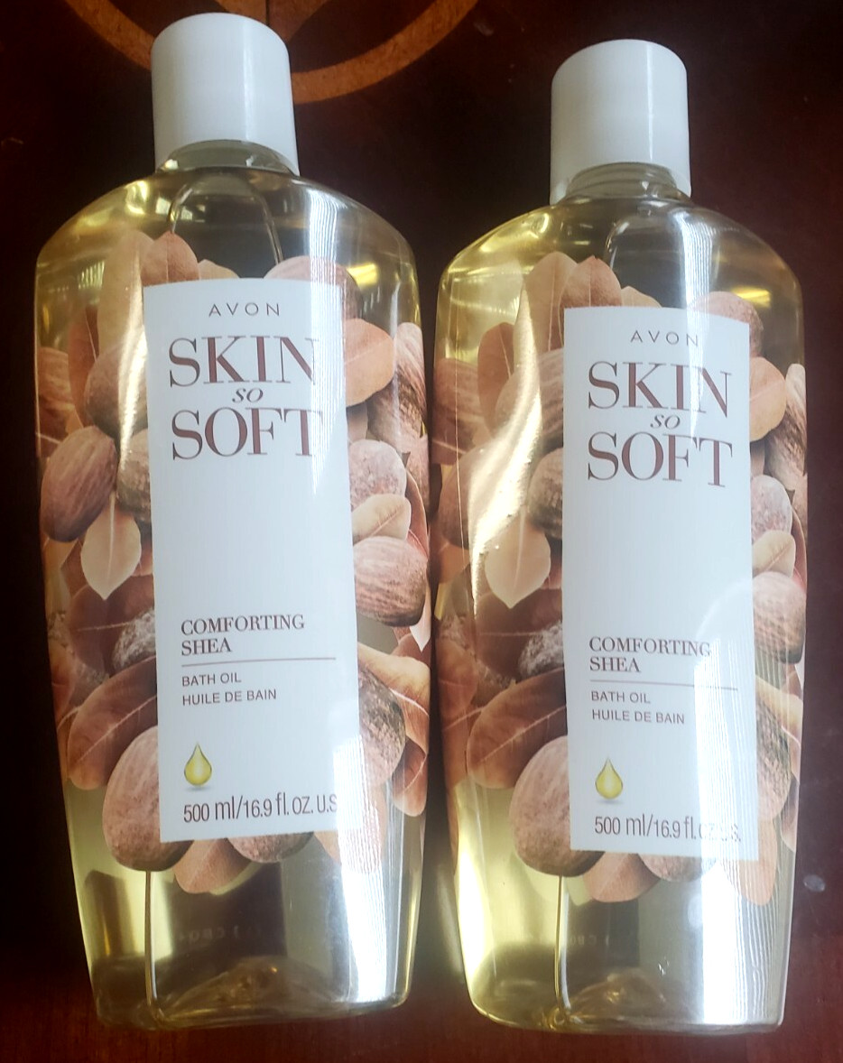 Lot Of 2 Avon Skin So Soft Comforting Shea Butter Bath Oil 16.9 fl oz