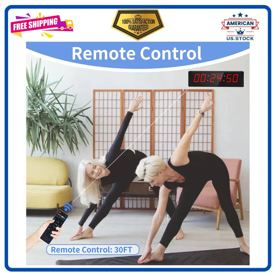 LED Digital Gym Timer with Remote Control Large Interval Countdown Clock Buzzer