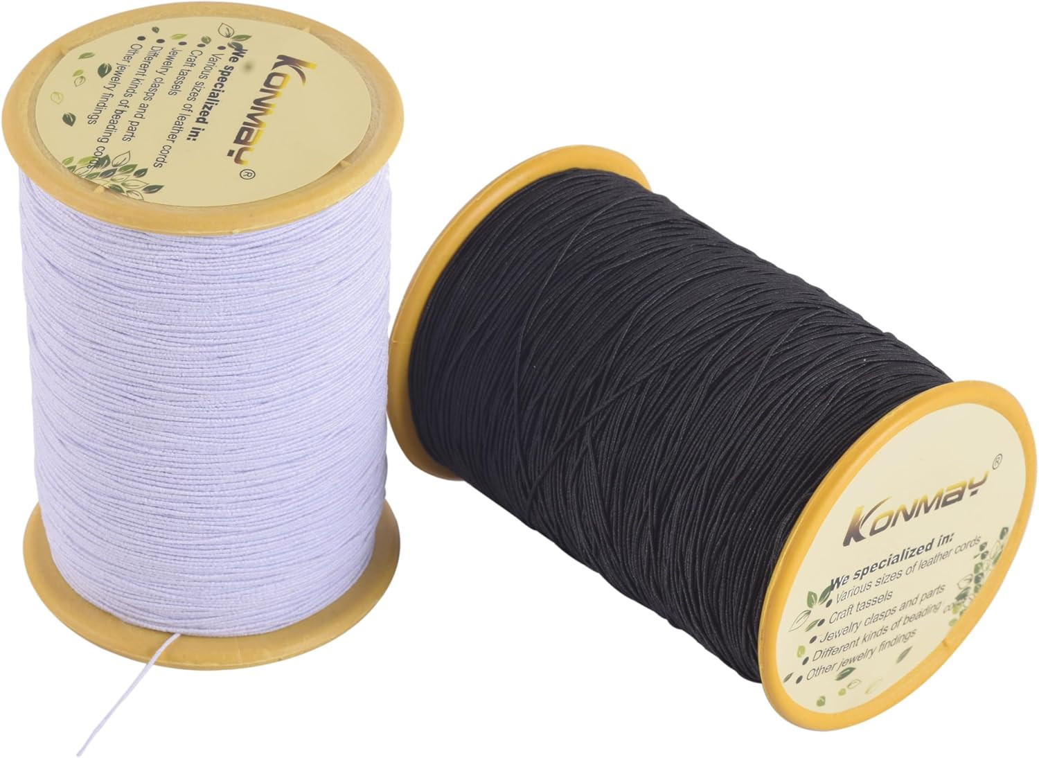 KONMAY Elastic Sewing Thread for Sewing Machine, 1100 Yards 0.5Mm Black&White El