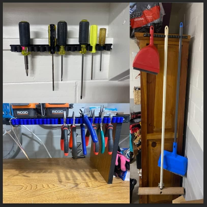 Durable Wall-Mount Screwdriver and Wrench Organizer Set with Color-Coded Clips