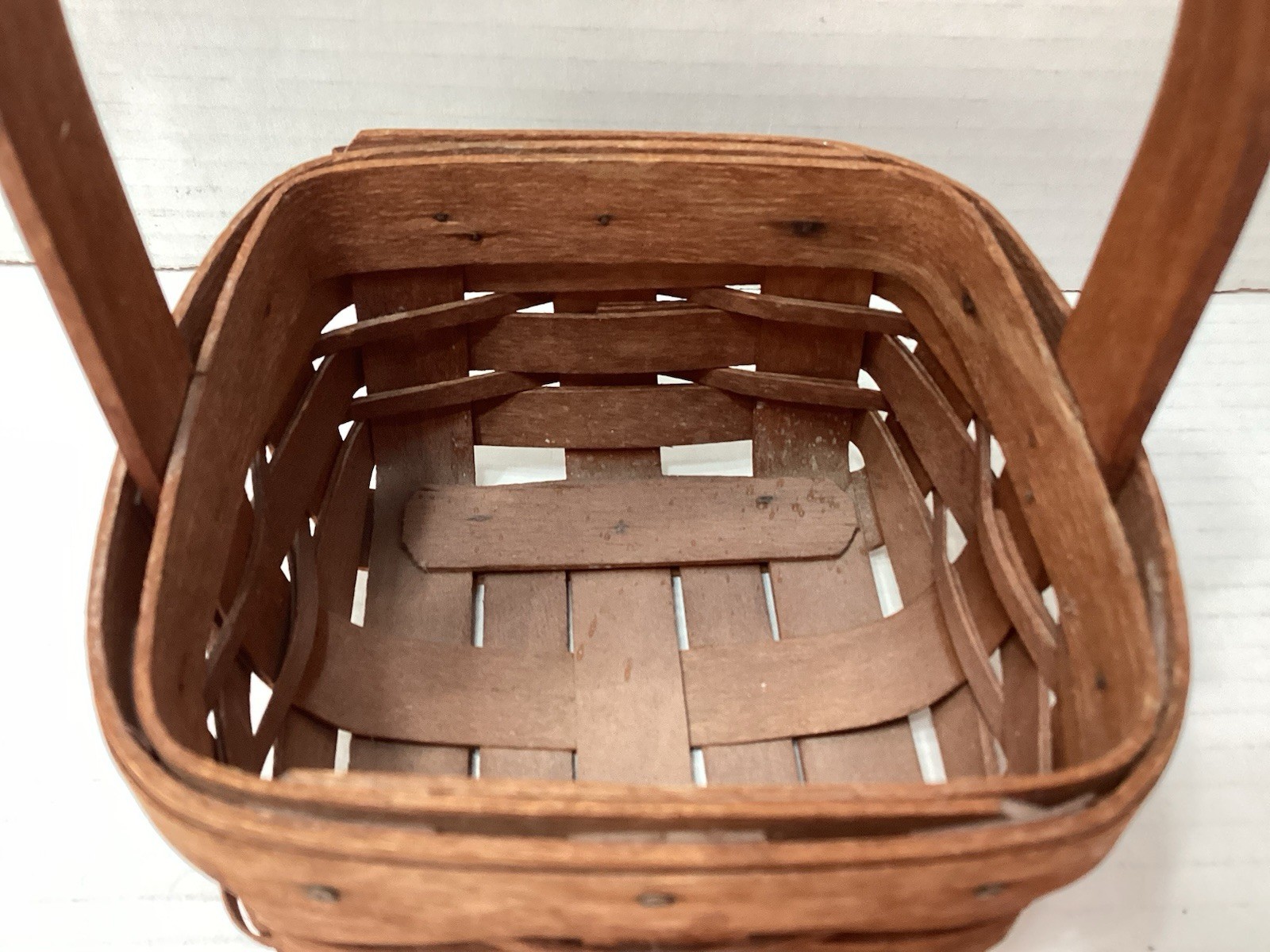 Vintage Longaberger Preowned 1991 Small Square Single Handle Basket