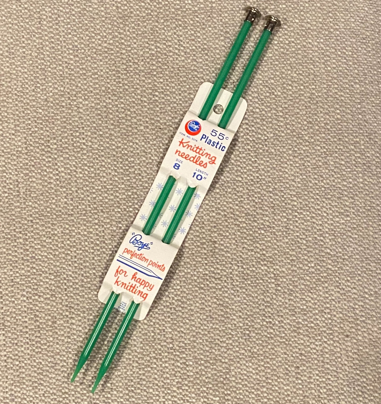 Vintage Boye 10" Knitting Needles Single Point - Size 8 - Green - New in Package