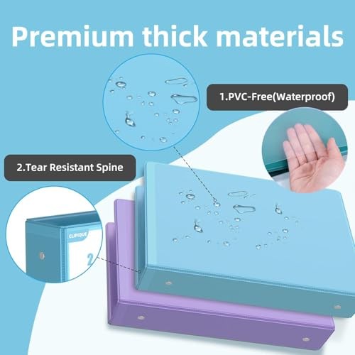 2-Inch Binder 3 Ring, Round Ring with 2 Interior Pockets, 2 in Binder 4 Pack