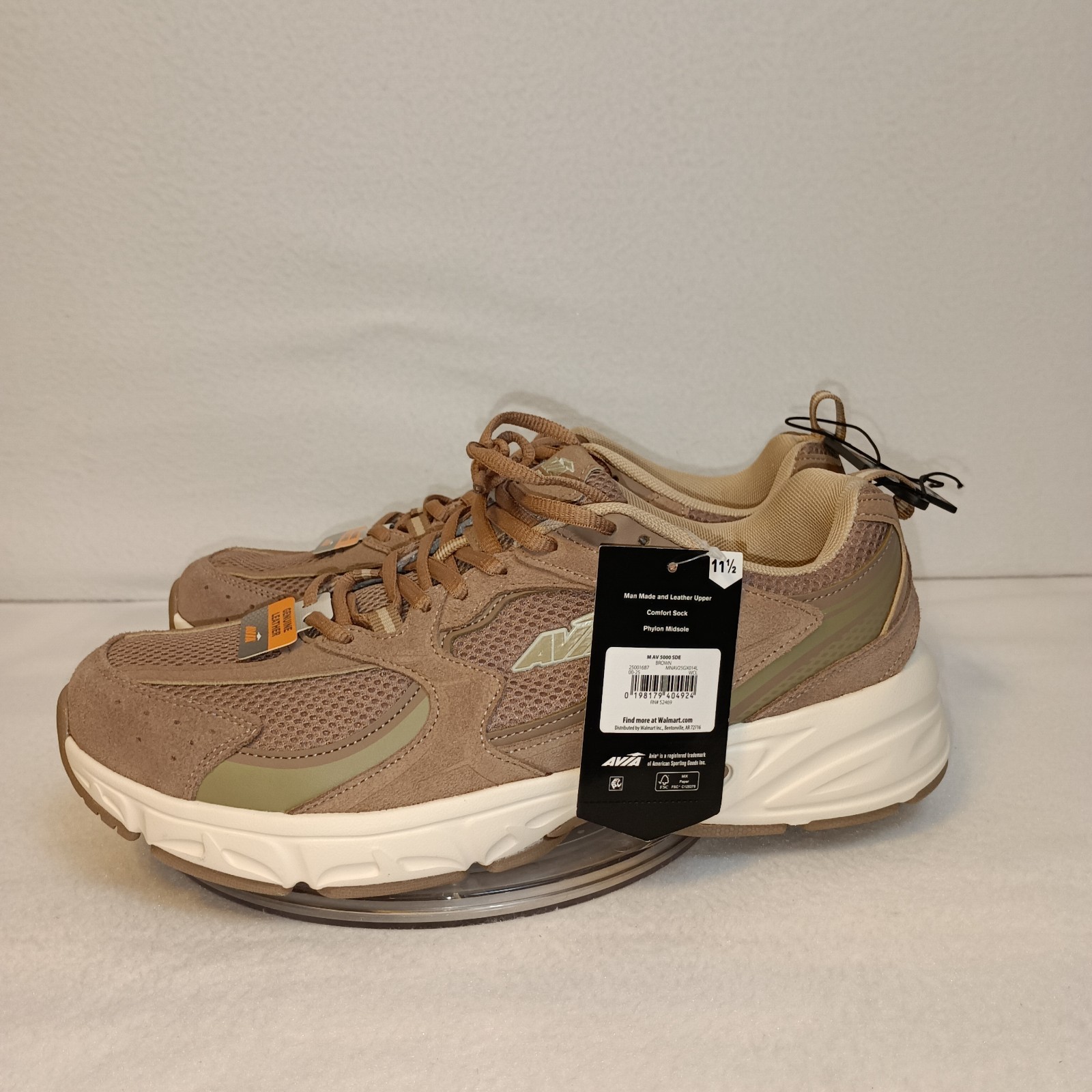 Men’s Sz 9.5 & 11.5 Tan Brown Walking Sneakers Mesh Comfort Shoes NWT Avia