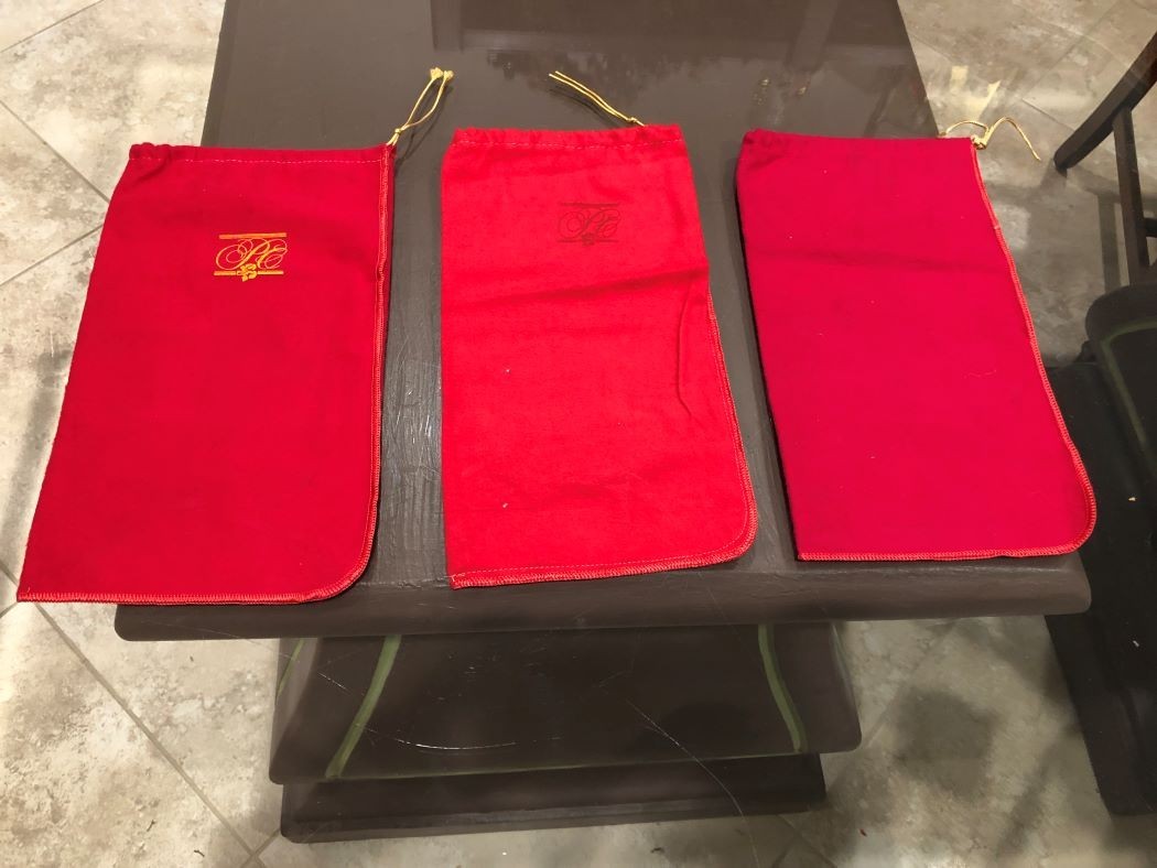 3 Red Velour Drawstring Dust Bags 12 in x 6 in - Great for Shoes, Cosmetics etc.