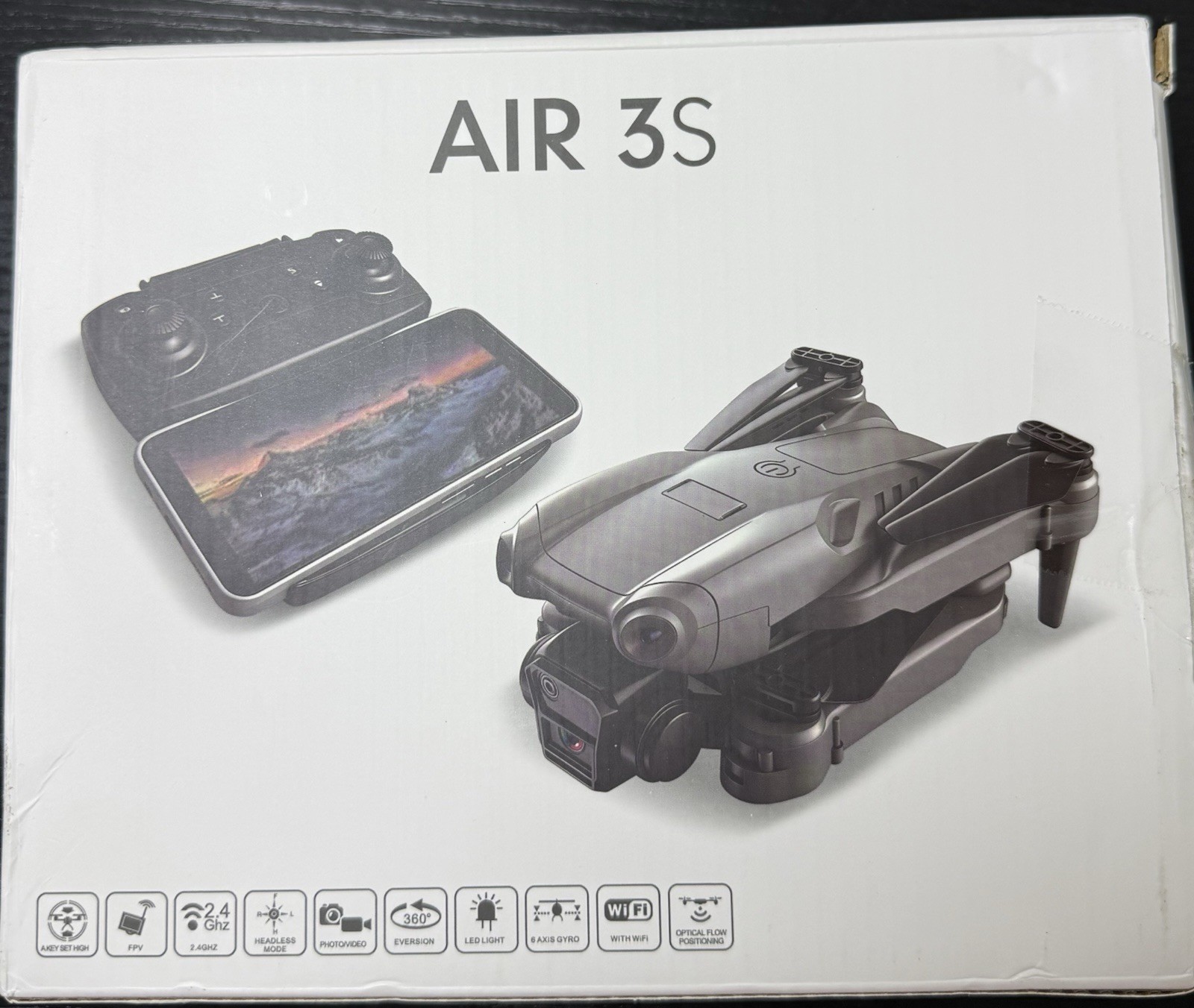 AIR 3S Foldable Drone w/ Camera & Remote – 2.4GHz, WiFi FPV, Headless Mode
