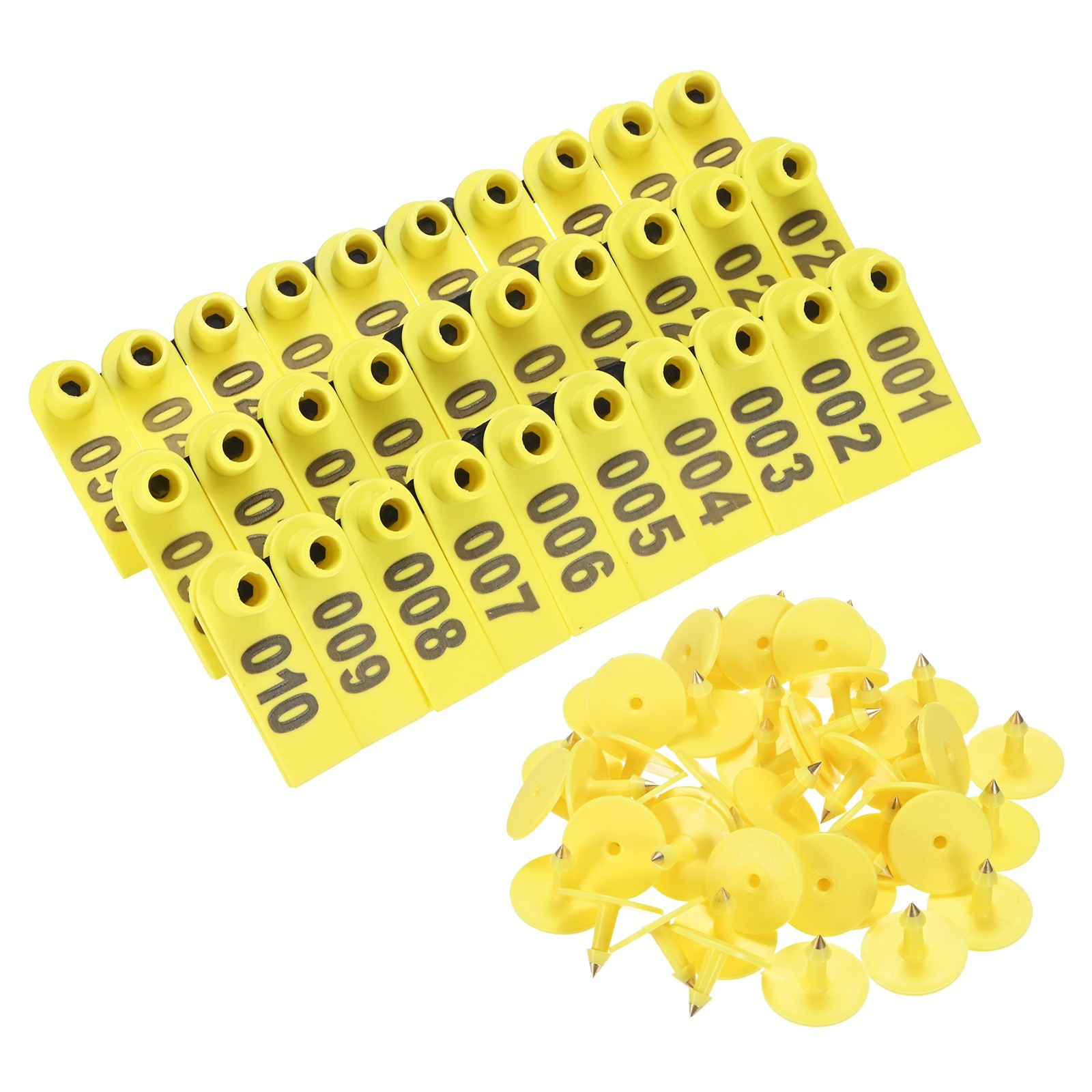 50-Pack Sheep Ear Tags 001-050 Number, TPU Livestock Ear Tags [Yellow]