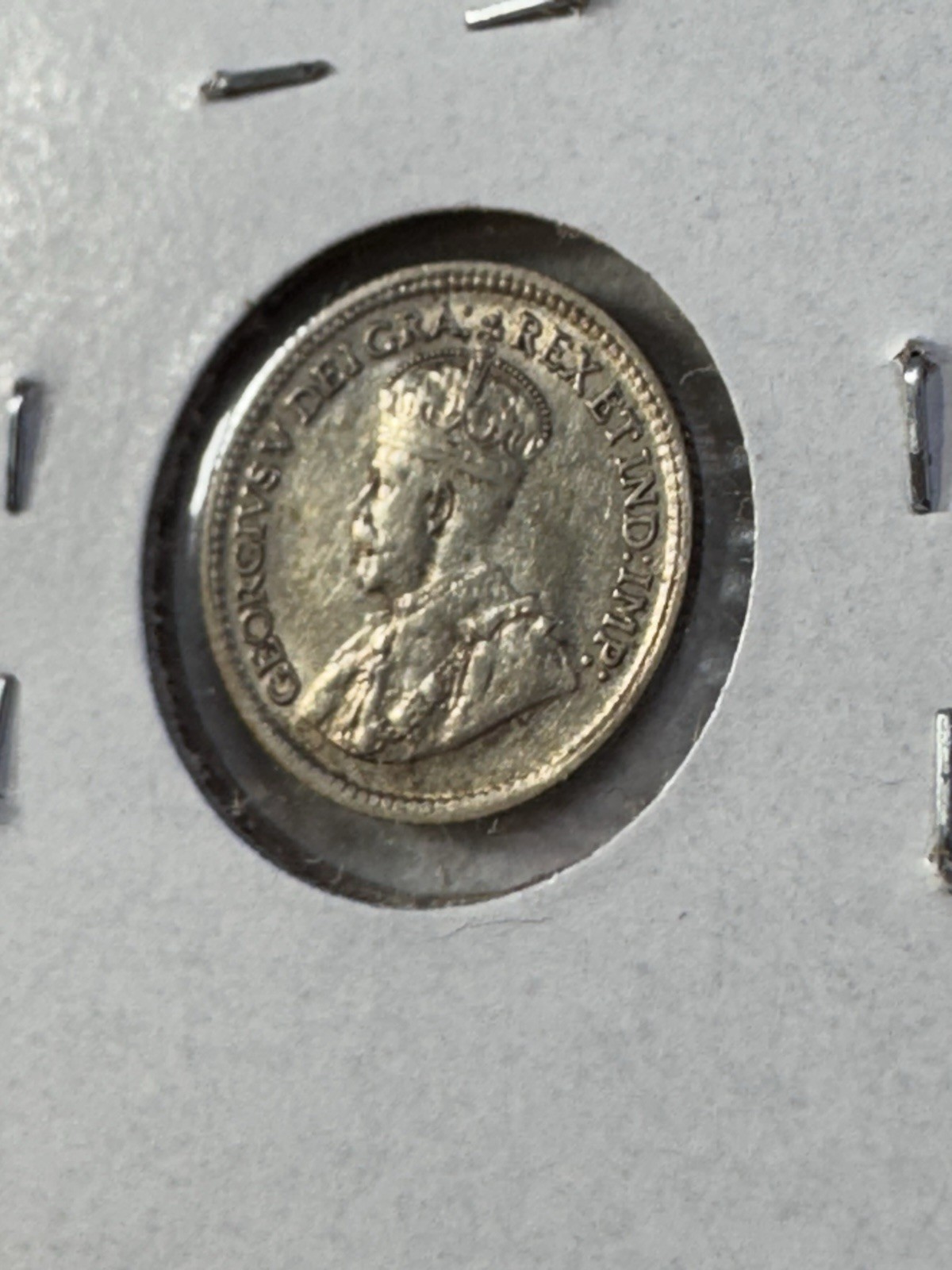 1917 Canada 5 Cents Small Silver Coin Cleaned
