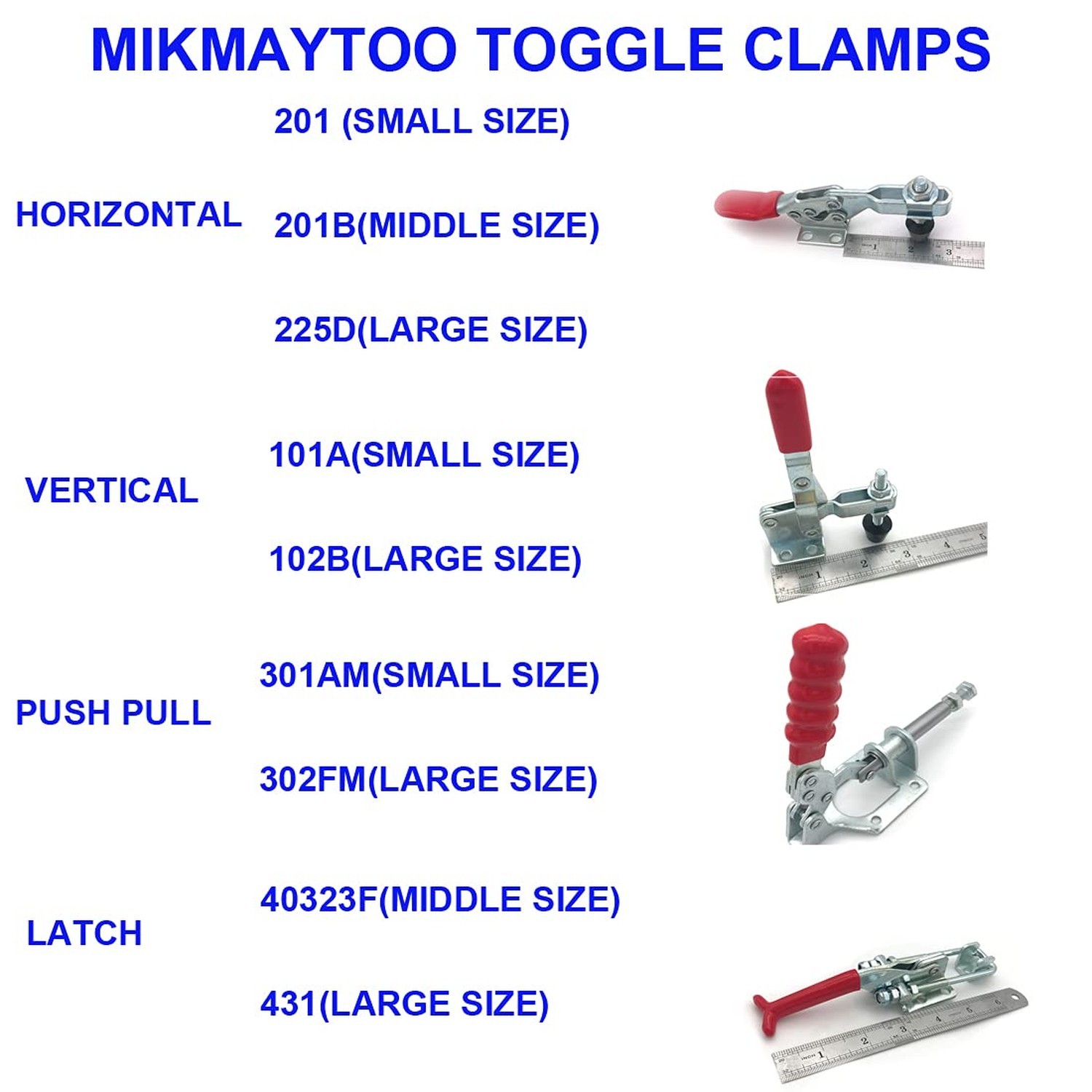 Push Pull Action Toggle Clamps 6 PACK 301AM Latch Anti-slip Hand Tool 110Lbs ...