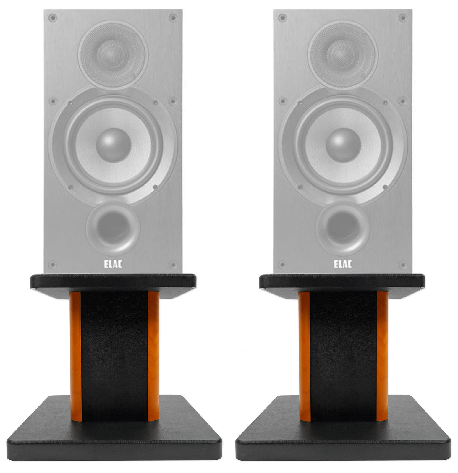 (2) 8” Wood Bookshelf Speaker Stands For ELAC Debut 2.0 B6.2 Bookshelf Speakers