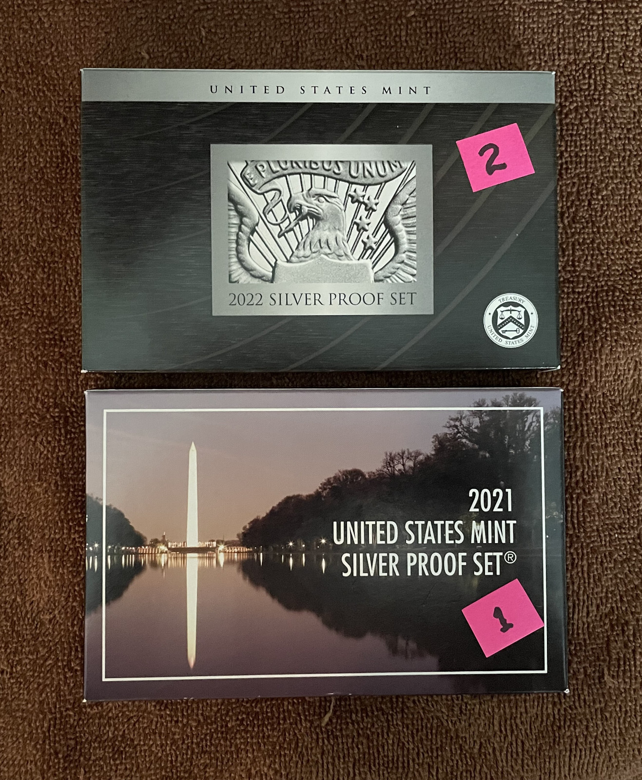 LOT of TWO: 2021/2022 US MINT SILVER PROOF SETS ( OGPs and COAs) - LAST PAIR!