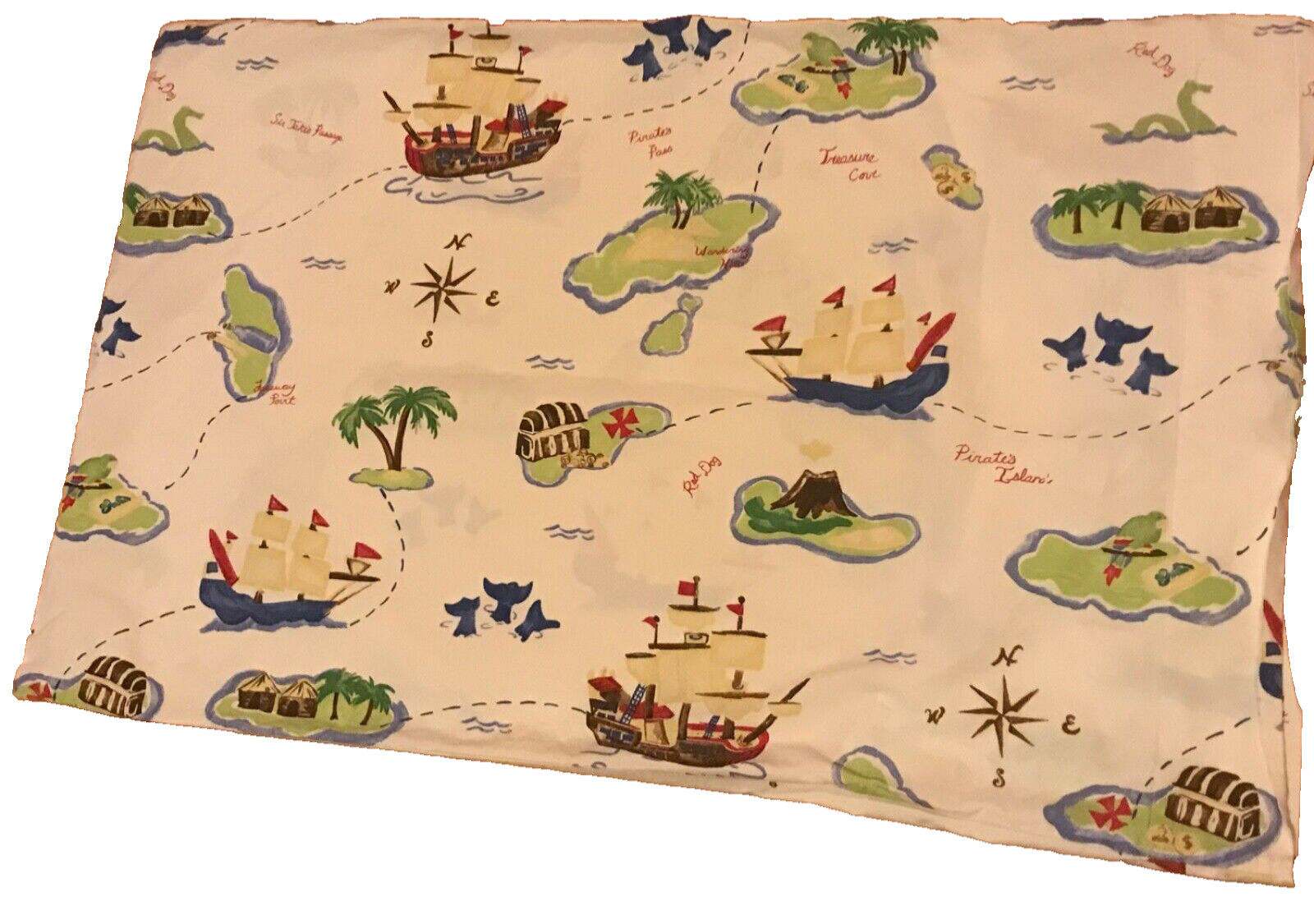 Pottery Barn Kids pirate TREASURE COVE Stand PILLOWCASE ships