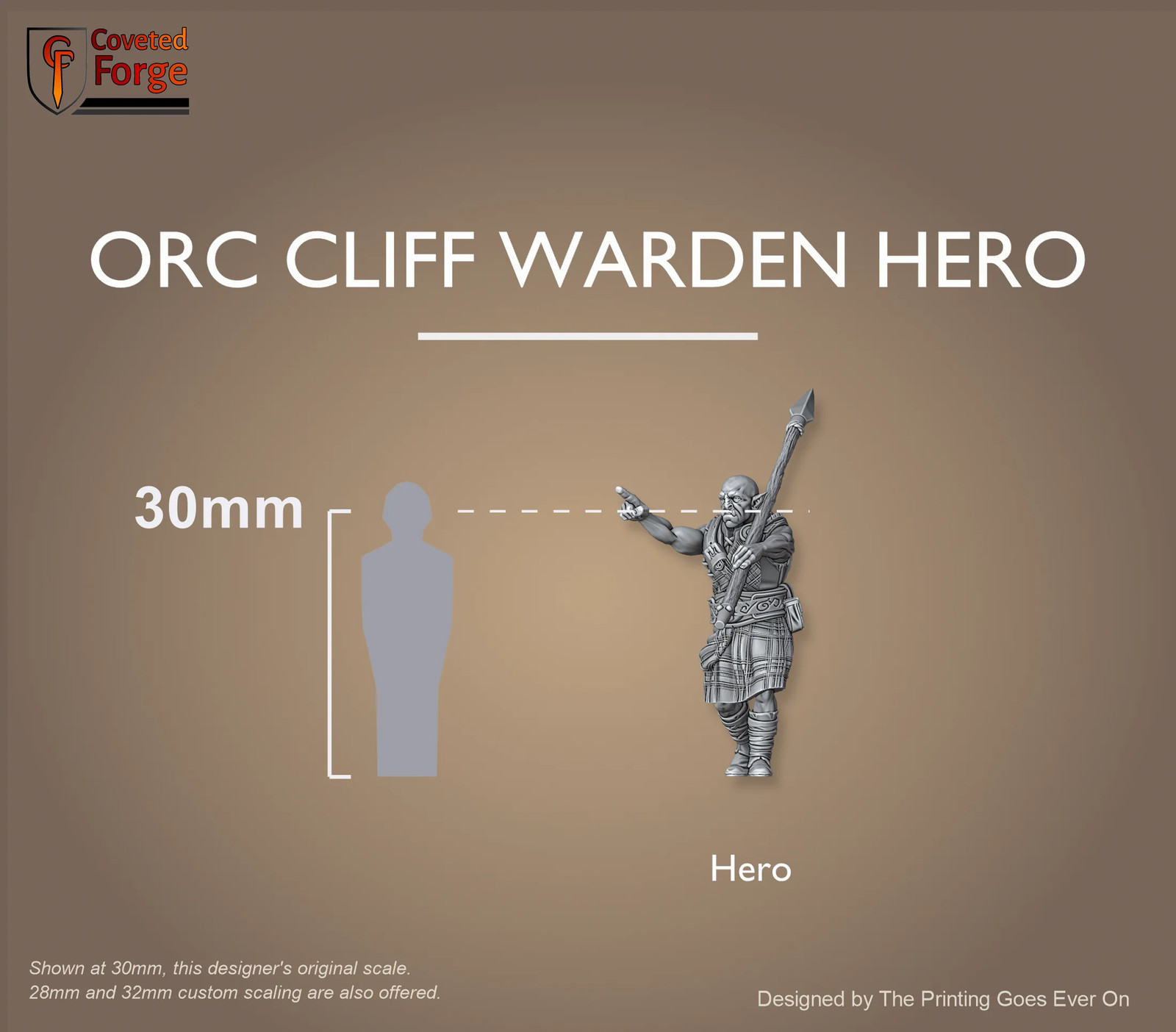 Orc Cliff Warden Hero - Resin Tabletop Miniature