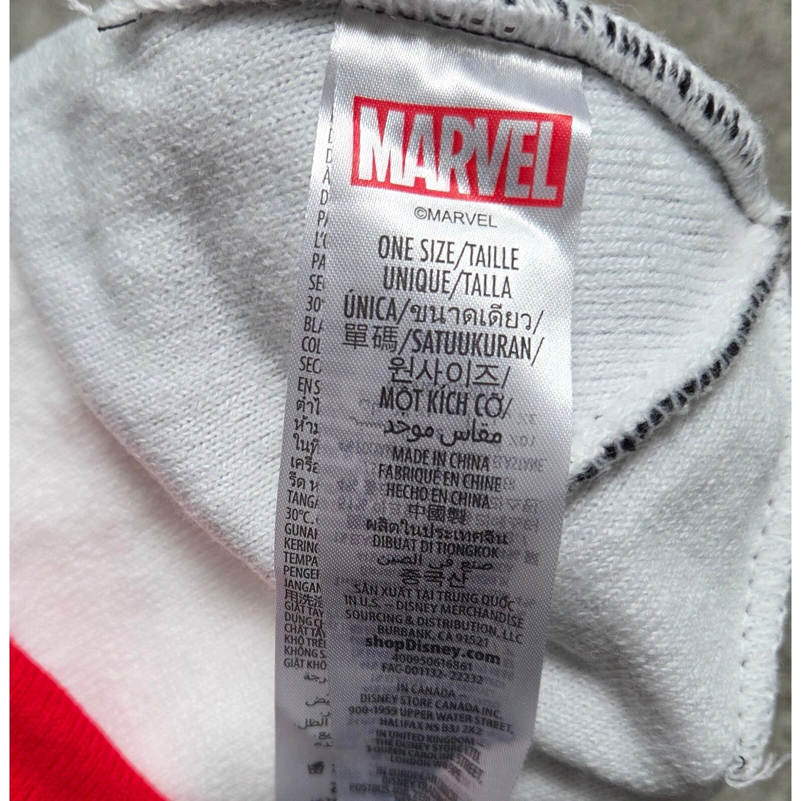 Marvel Beanie Hat Black White Red Logo One Size Kids