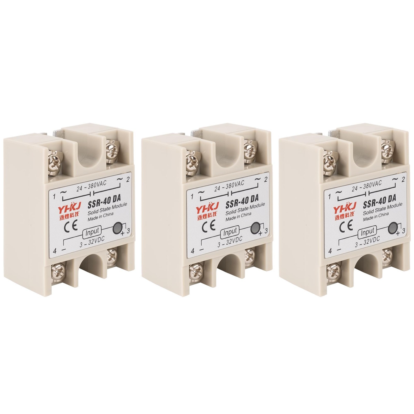 BlueStars 3PCS Solid State Relay SSR-40DA DC to AC Input 3-32VDC Output 24-38...