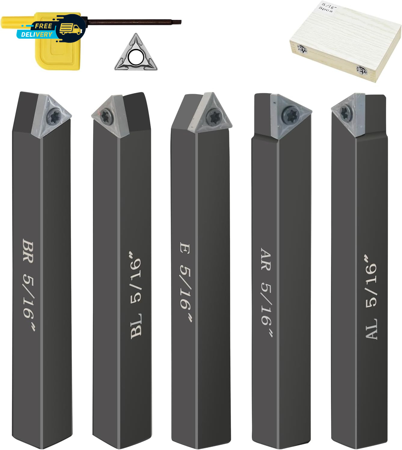 Metal Lathe Cutting Tools 5 Sets of Carbide Metal Cutting Tool Bits Kit