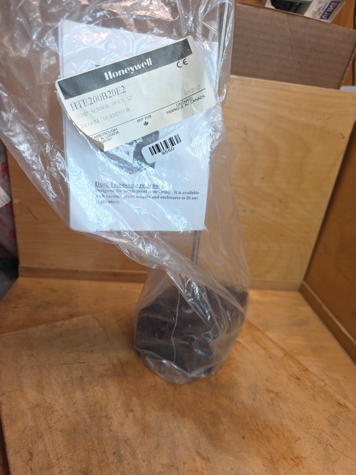 Honeywell HTE200B20E2 temp sensor Duct 12 in, thermister
