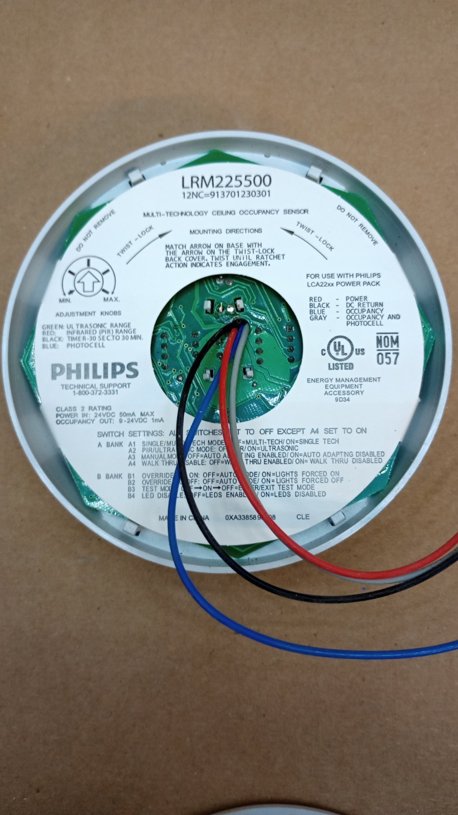 PHILIPS LRM225500 LV Ceiling OCCUPANCY SENSOR 2000sq Ft 9137 012 30301