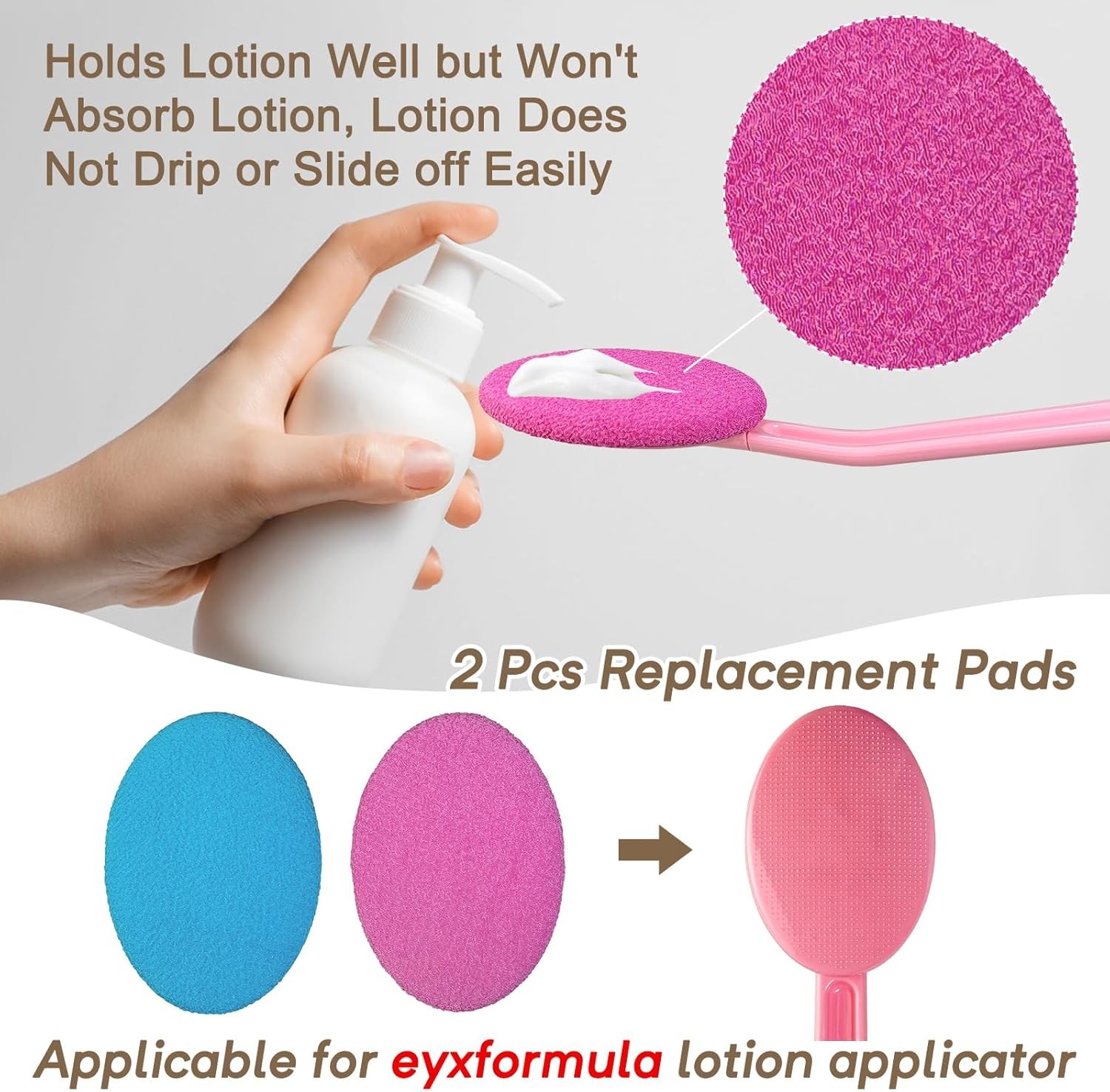 2 Pcs Lotion Applicator Pads - Washable & Reusable Replacement Pink, Blue