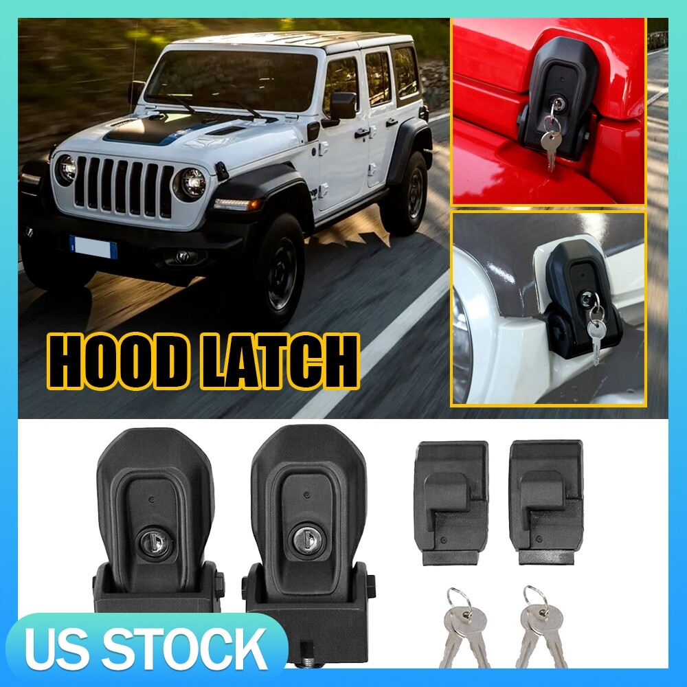 Hood Latches Hood Catch Exterior Accessories For 2018-23 Jeep Wrangler JL JLU E