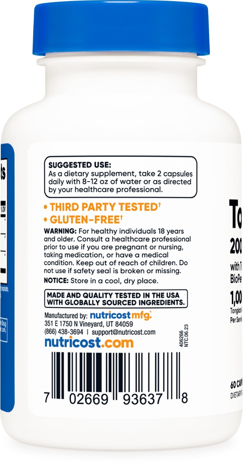 Nutricost Tong-kat Ali 500mg, 60 Capsules 200:1 Extract