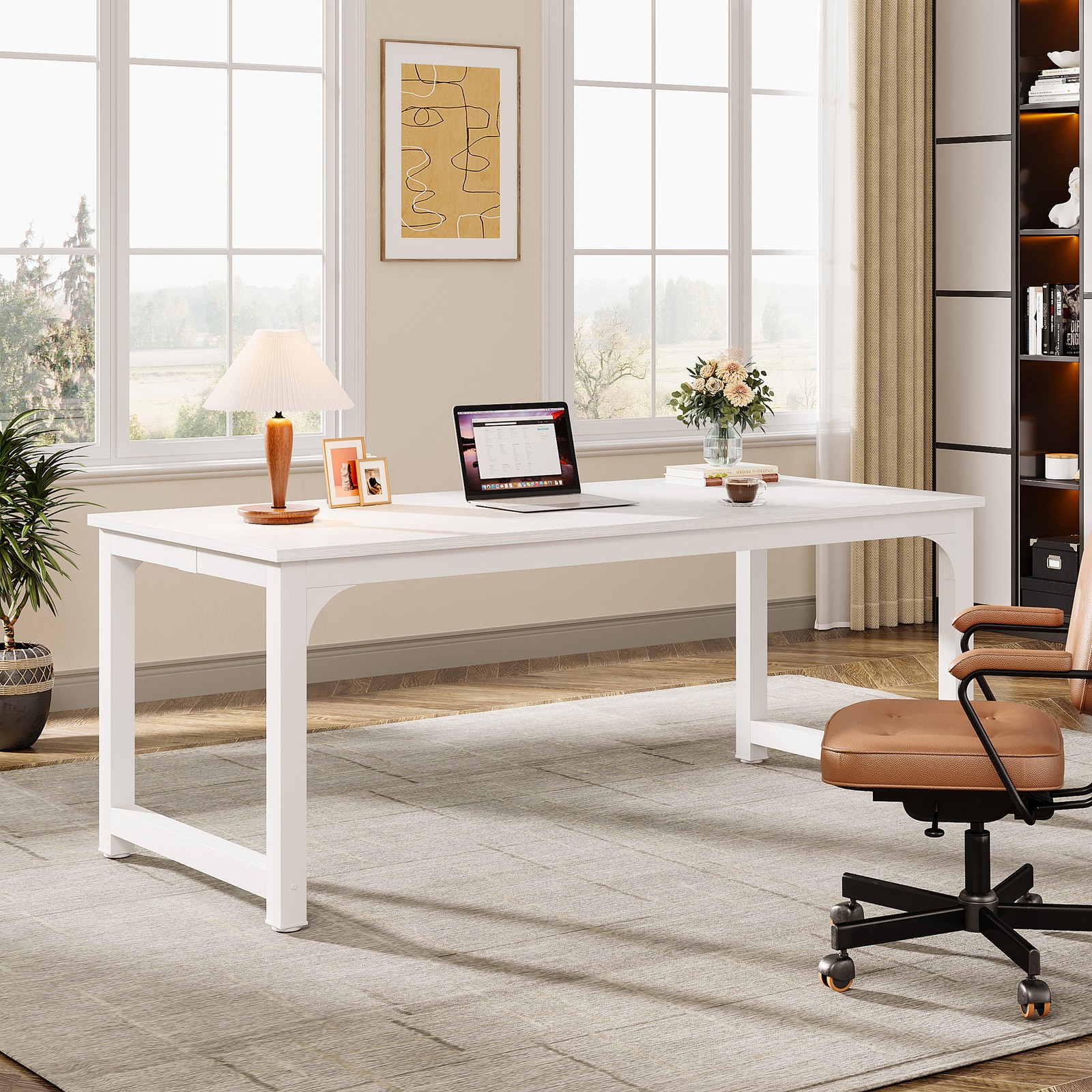 Tribesigns 70.8'' Executive Desk, Large Office Computer Desk with Thicken Frame