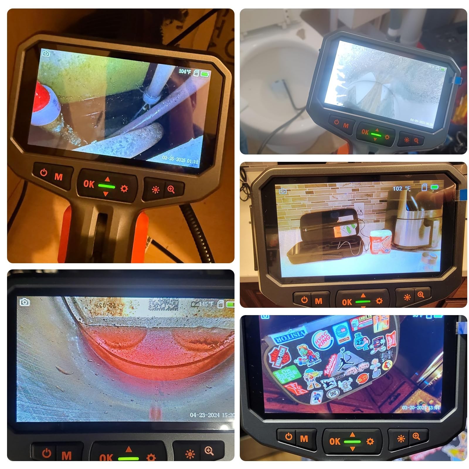 Flexible Articulating Borescope Endoscope Camera with Light for Automotive & Wal