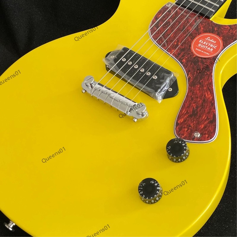 Electric Guitar Stainless Steel Rounded Frets P90 Pickup Solid Body Yellow