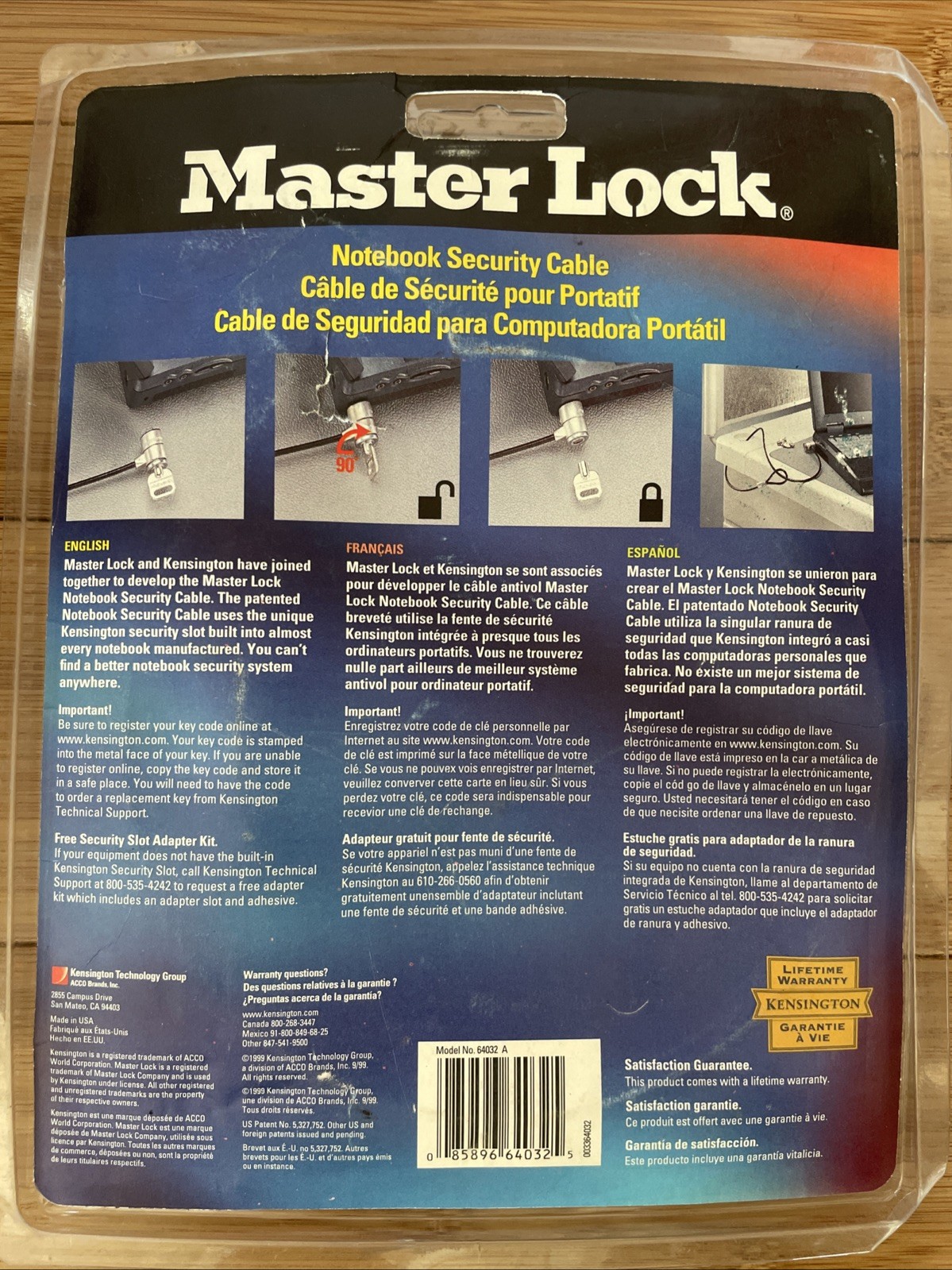 Computer Laptop Security Cable Master Lock Notebook Security Cable New!