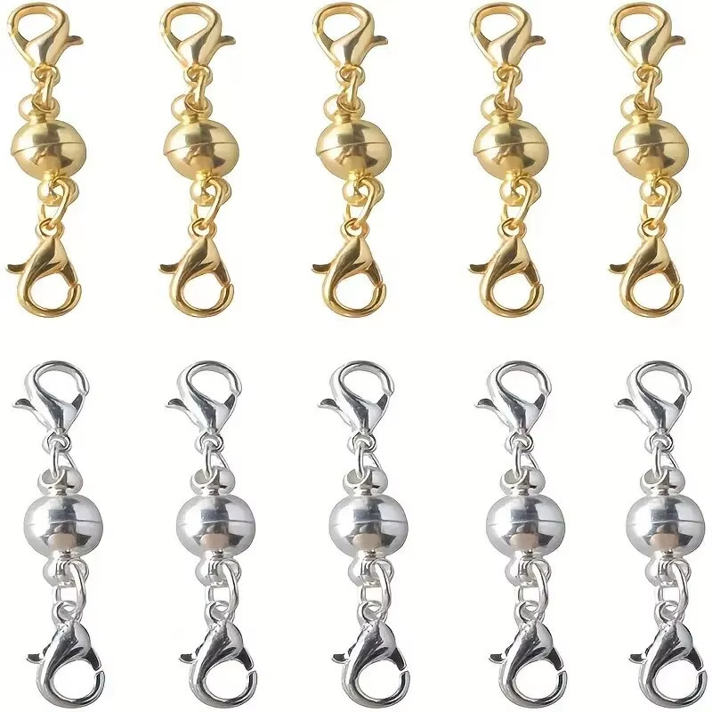 10 Pairs Zinc Alloy Heart-Shaped Magnet Connector Clasp End Connector round Magn
