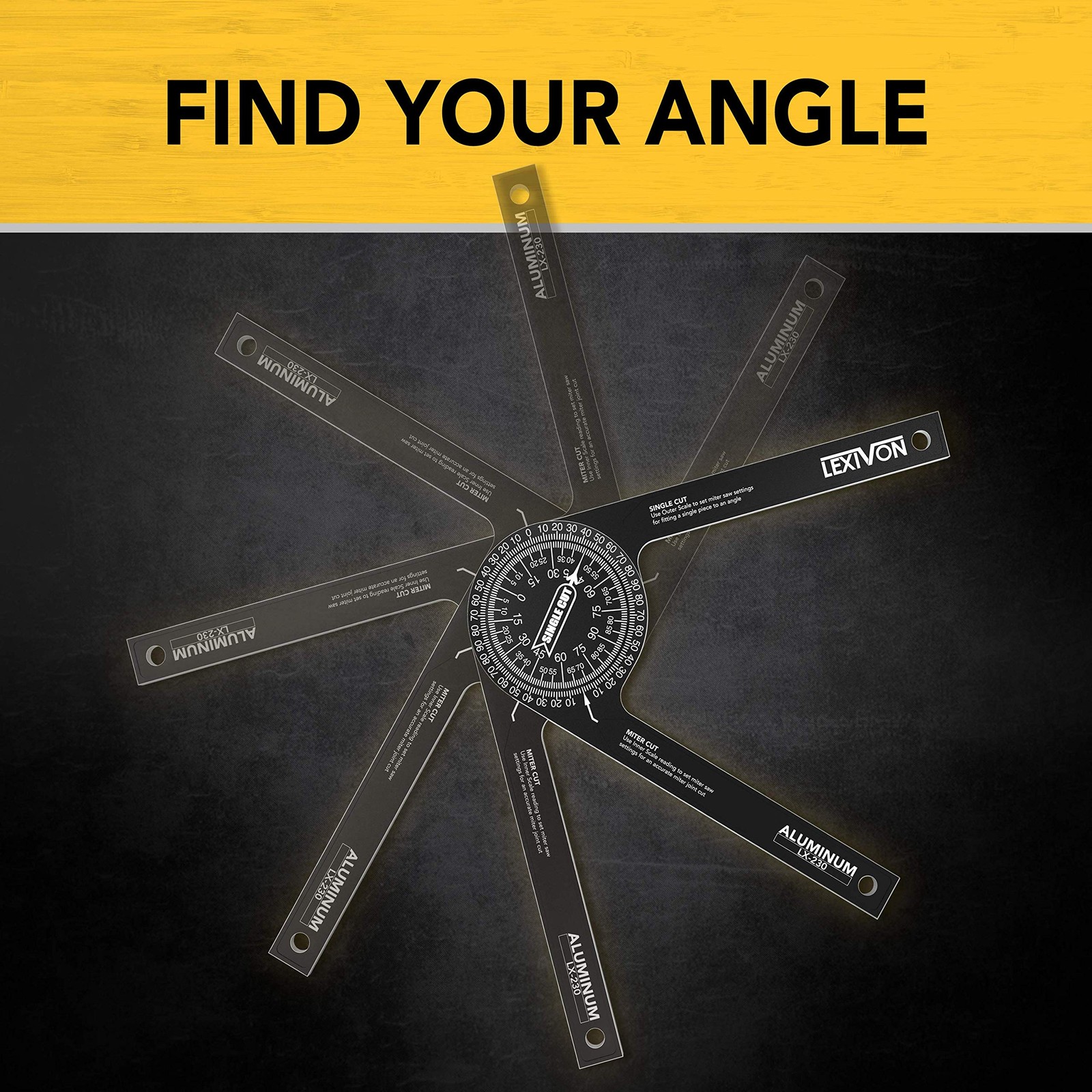 Aluminum Miter Saw Protractor | 7-Inch Rust Proof Angle Finder Featuring Prec...