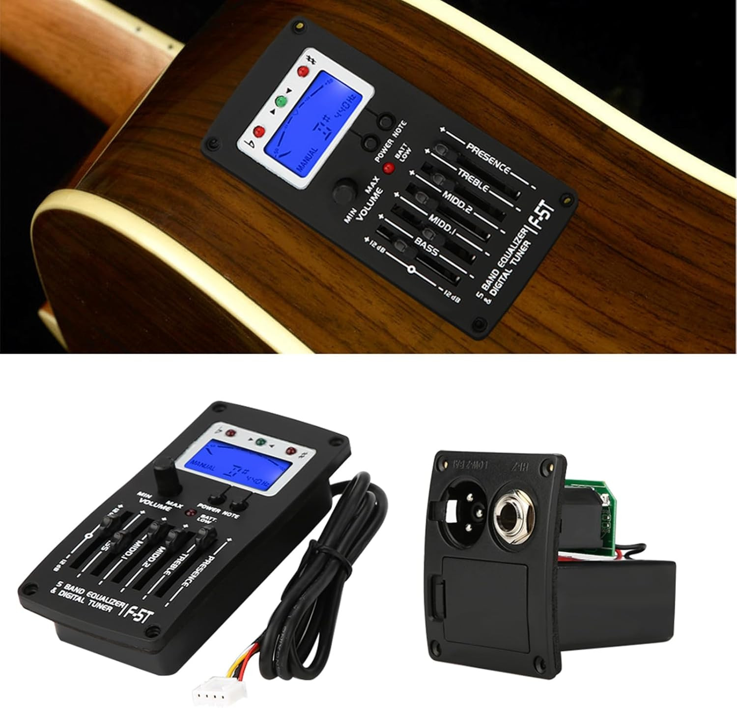 Acoustic Guitar Preamp F5T 5Band Equalizer Pickup Electric Tuner with Lcd Volume