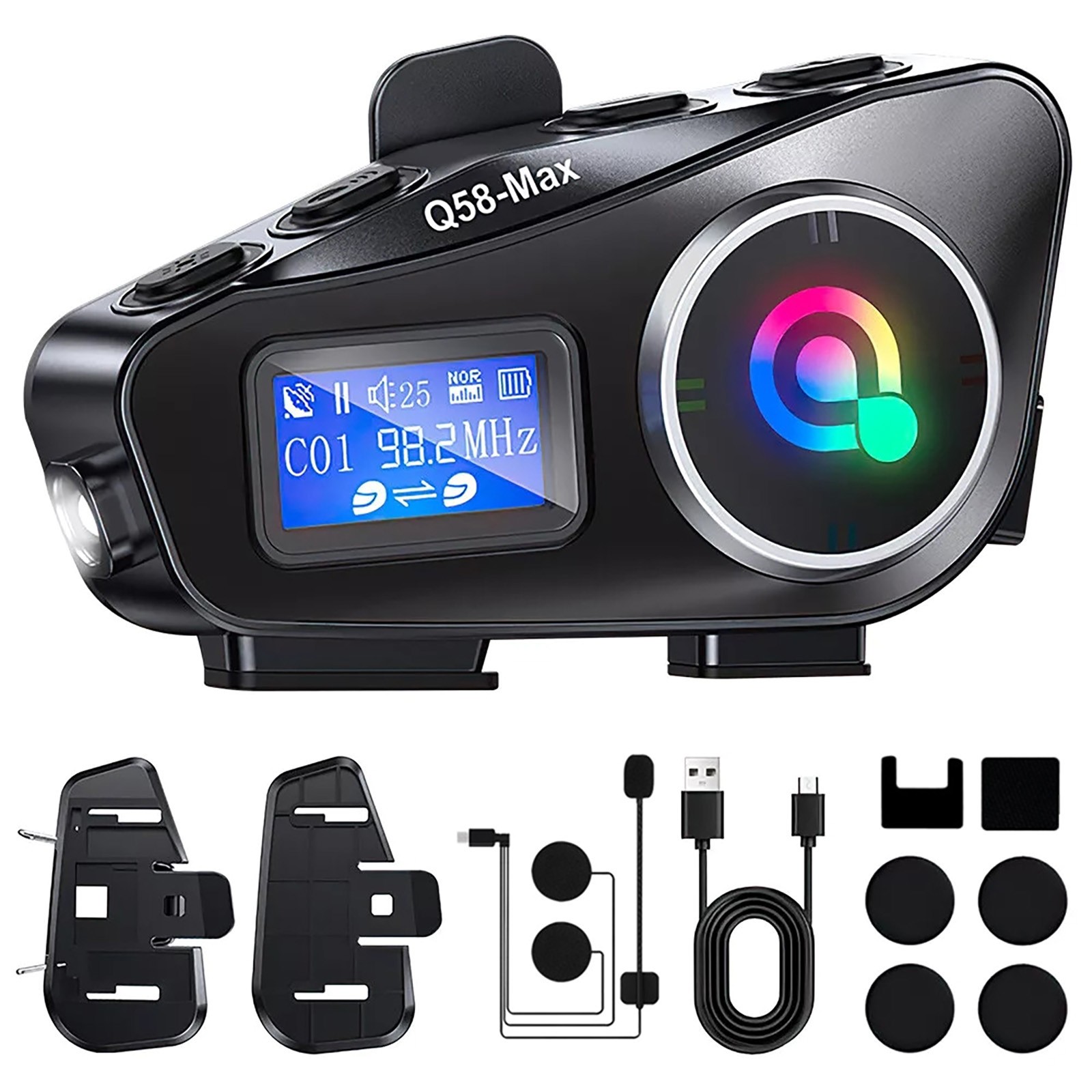 Motorcycle Intercom Helmet double back clip Bluetooth Headset LCD Waterproof