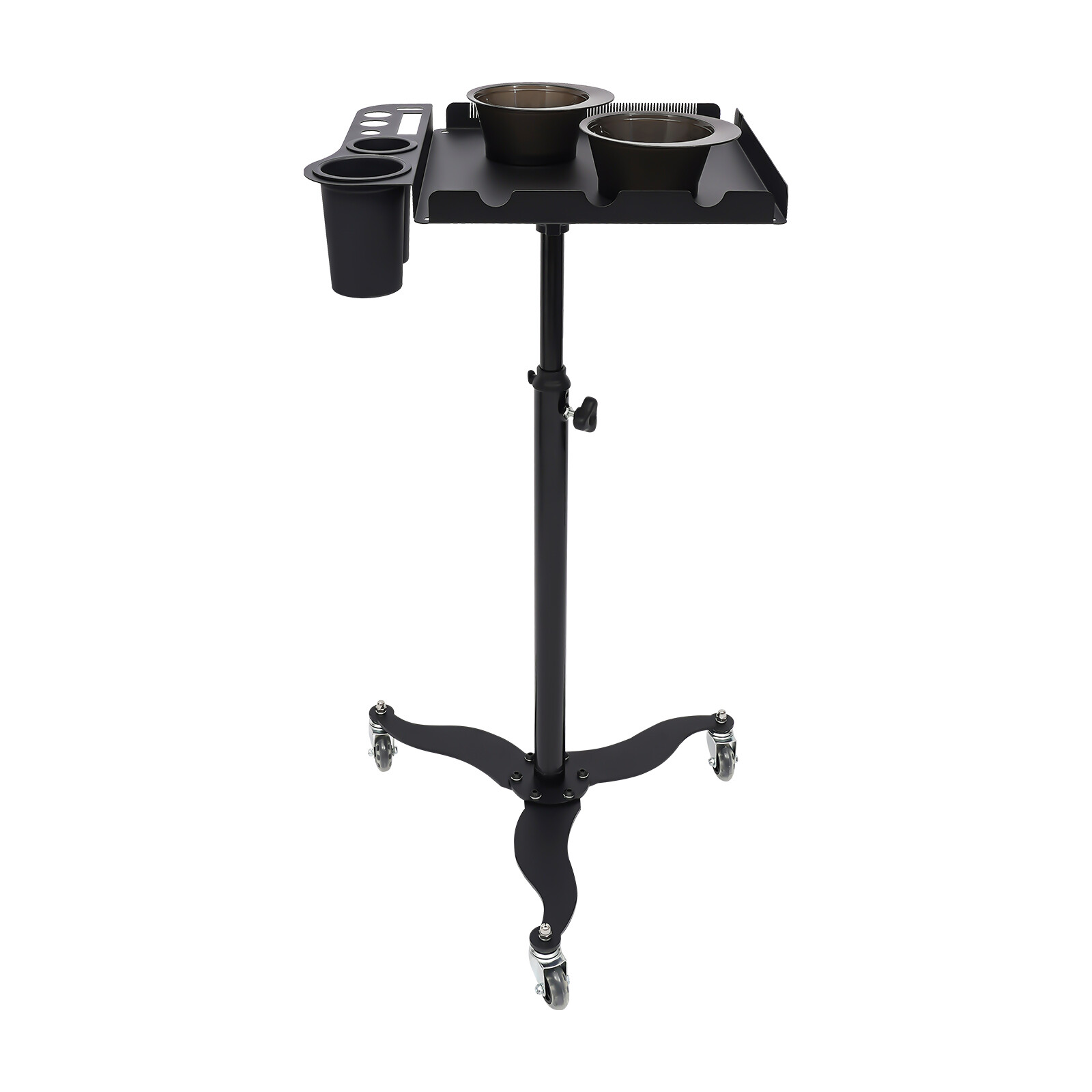 Salon Rolling Tray Beauty Hair Stylist Storage Mobile Trolley Cart with 2 Bowls