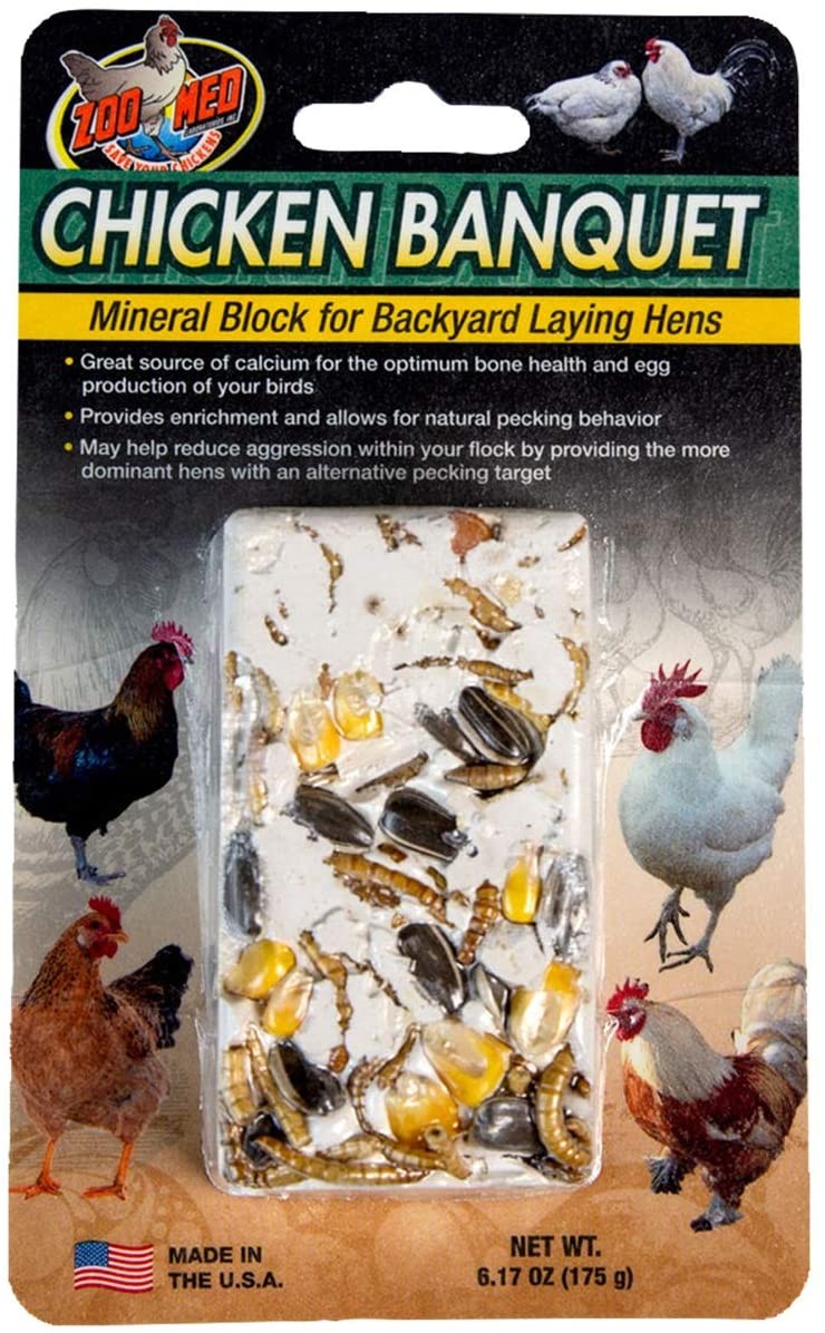 Zoo Med Chicken Banquet Mineral Block For Backyard Laying Hens 6.17-Ounce