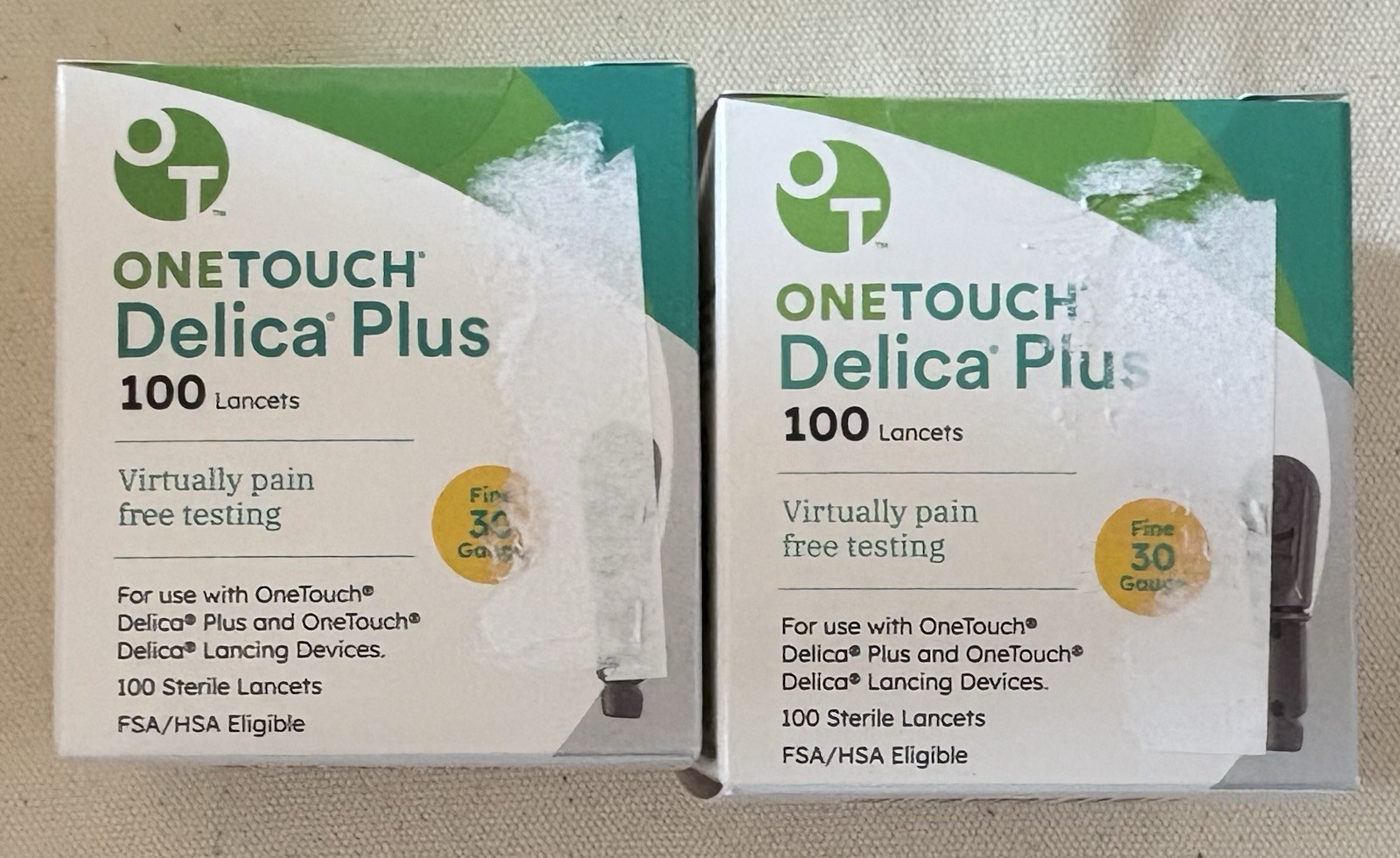 One Touch Delica Plus 100 Lancets Fine 30 Gauge Exp 2029 (Lot X2)