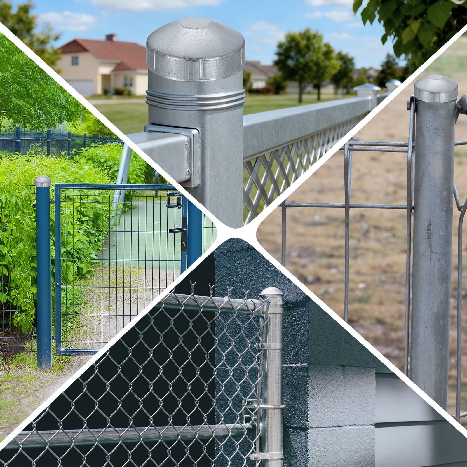 4Pcs Chain Link Fence Post Cap, Dome External Post Caps Fit 1-5/8" OD Pipe