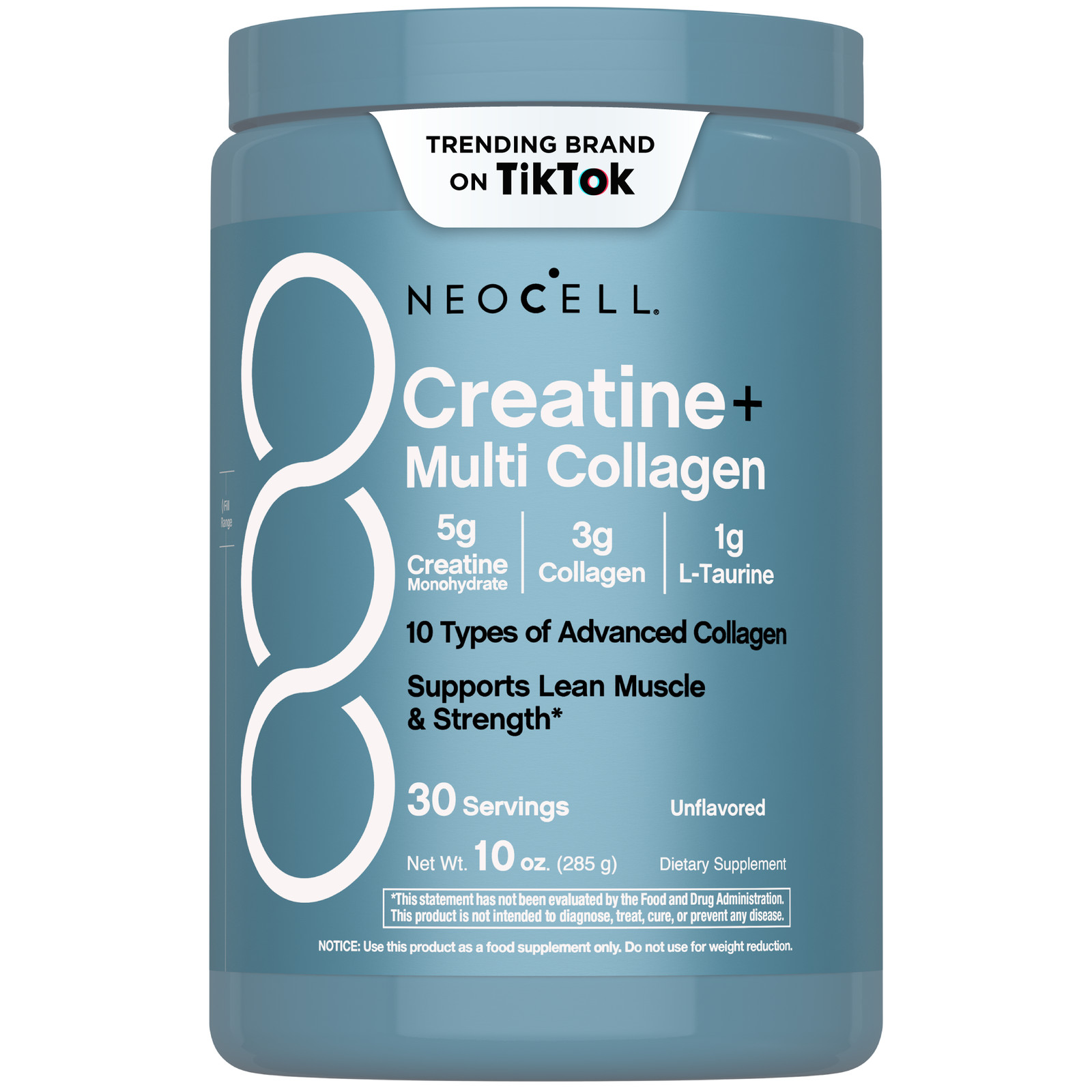 Creatine + Multi Collagen Powder | 10 Ounces | 10 Types of Collagen | by NeoCell