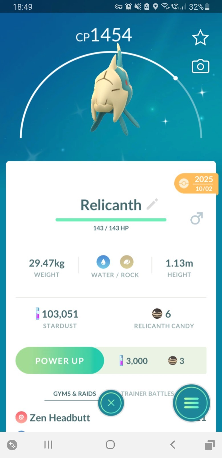 🐟Shiny (Dazzling) Relicanth Pokemon GO🐟 Mini PTC 80k